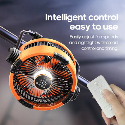 Rechargeable Camping Fan with LED Light & Power Bank