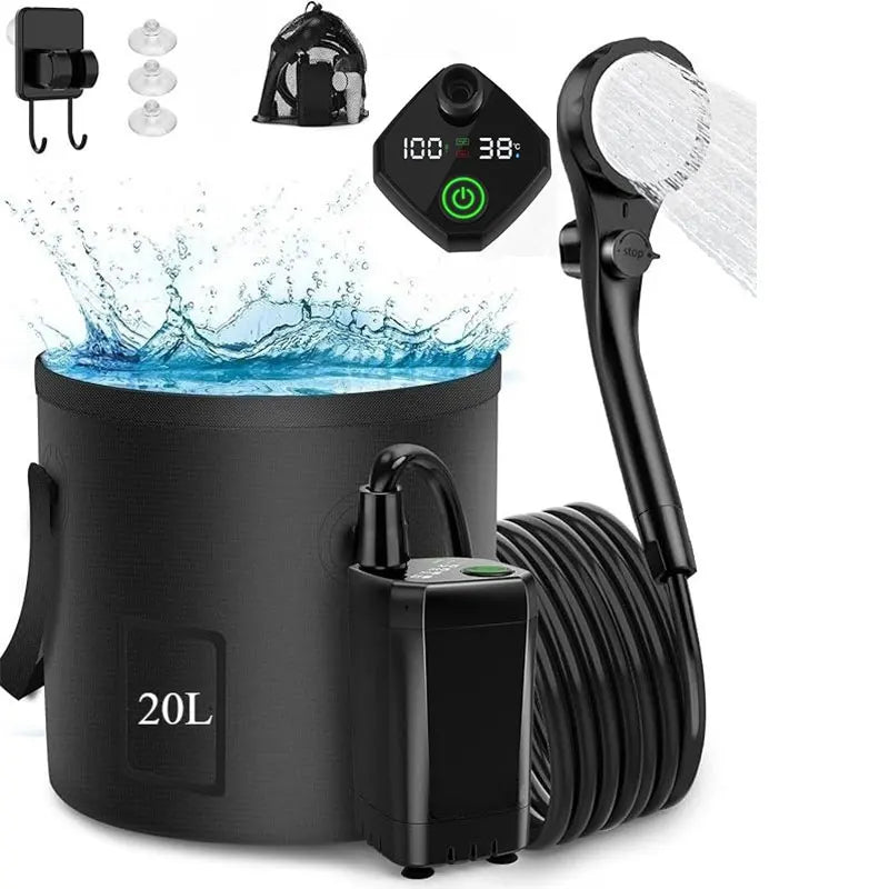 Portable Camping Shower Pump – Rechargeable Outdoor Shower